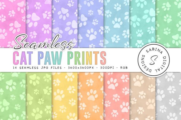 Cat Paw Prints Seamless Backgrounds