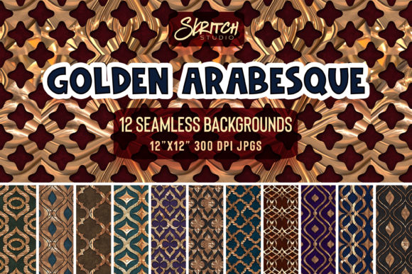 Golden Arabesque Seamless Digital Paper
