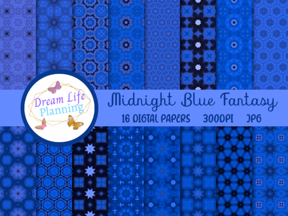 Midnight Blue Fantasy Digital Papers