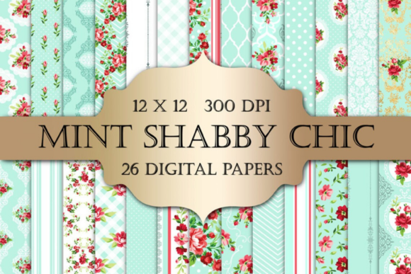 Mint Shabby Chic Digital Paper