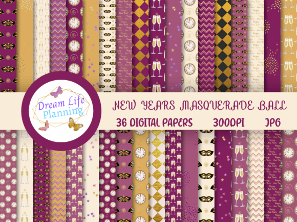 New Years Masquerade Ball Digital Papers