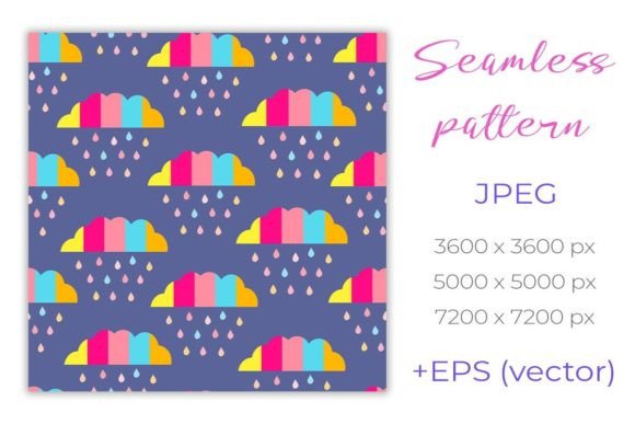 Rainbow Clouds Pattern. Digital Paper