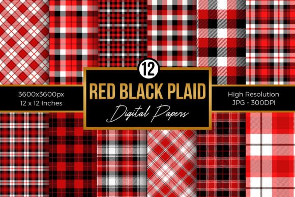 Red and Black Plaid Digital Papers Pack