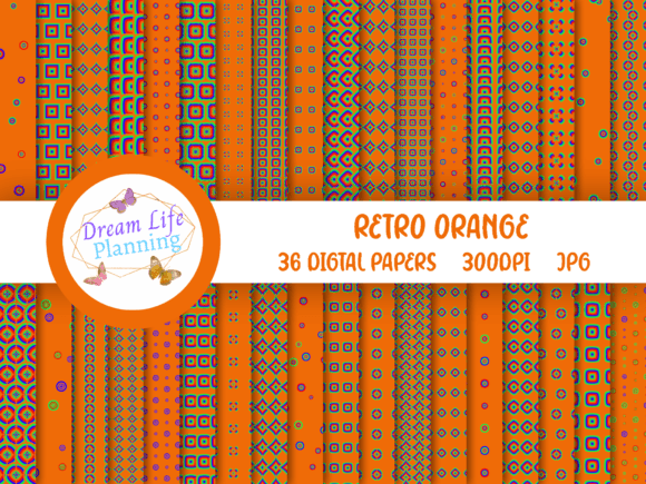 Retro Orange Digital Papers