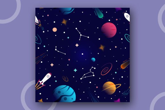 Seamless Galaxy Space Pattern: A Versatile Design for Creative Projects