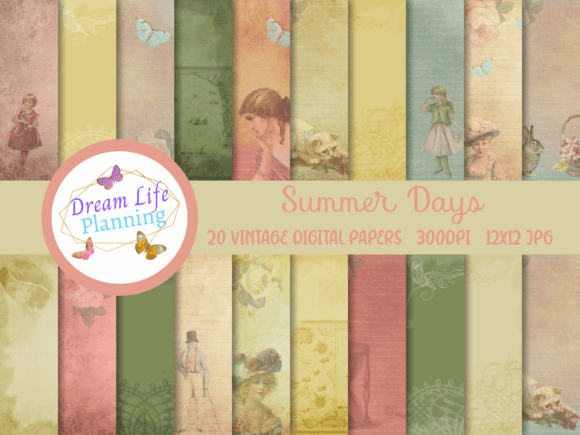Summer Days Vintage Digital Papers: A Timeless Craft Resource